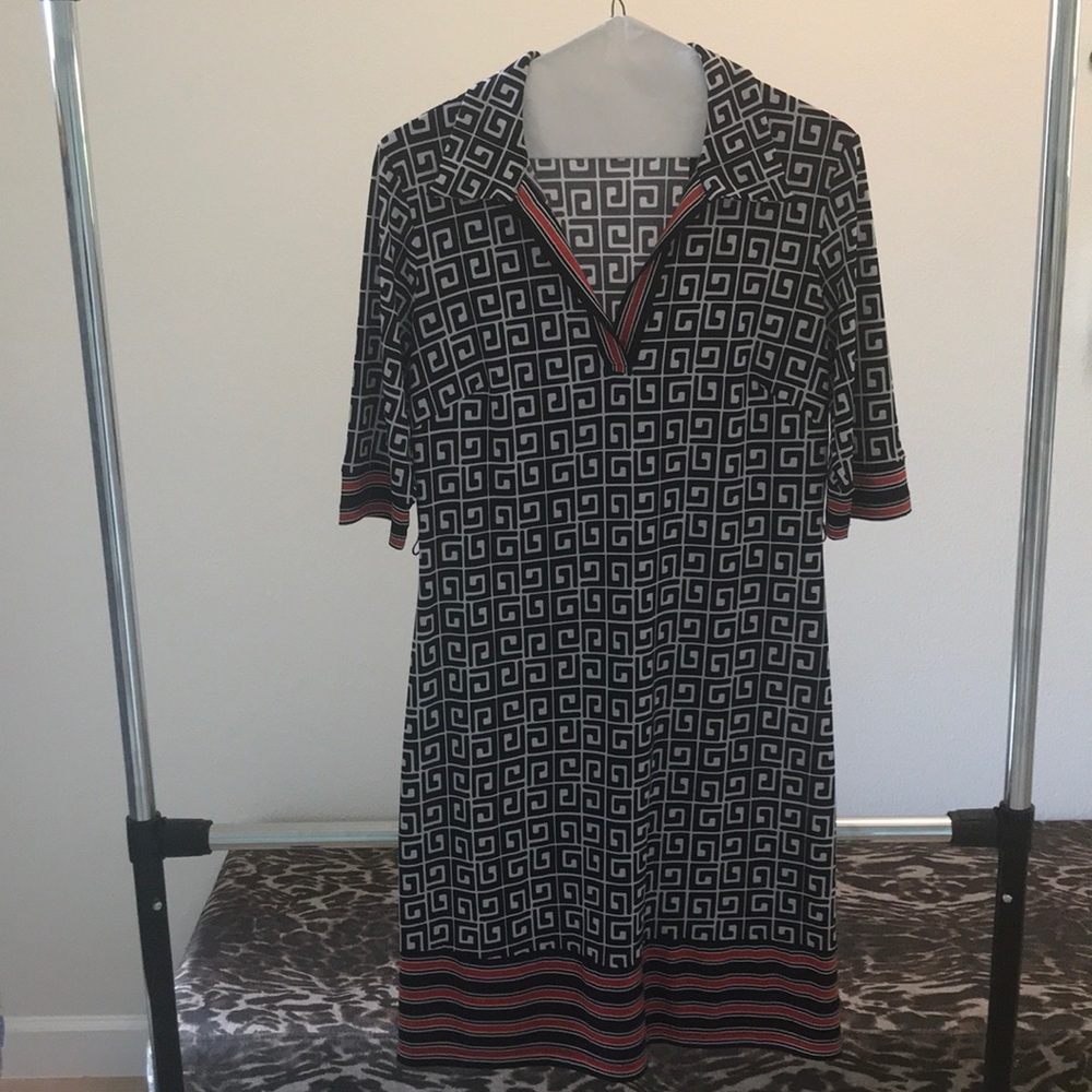 Navy blue, red, and white En Focus Studio dress